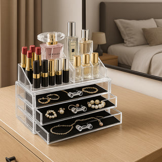 Organizer per trucchi 16 scomparti 3 cassetti porta gioielli