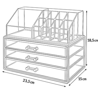 Organizer per trucchi 16 scomparti 3 cassetti porta gioielli