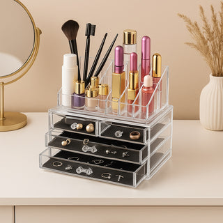 Organizer per trucchi 16 scomparti 4 cassetti porta gioielli