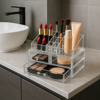 Organizer per trucchi 16 scomparti 2 cassetti piccoli 1 grande