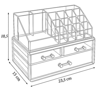 Organizer per trucchi 16 scomparti 2 cassetti piccoli 1 grande