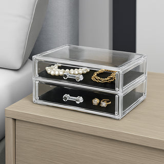 Organizer portatrucchi 2 cassetti organizzatore cosmetici make up