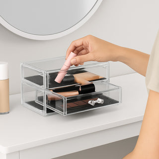 Organizer portatrucchi 2 cassetti organizzatore cosmetici make up