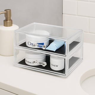 Organizer portatrucchi 2 cassetti organizzatore cosmetici make up