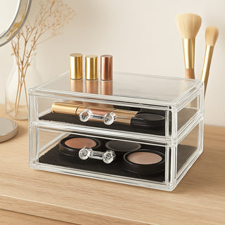 Organizer portatrucchi 2 cassetti organizzatore cosmetici make up