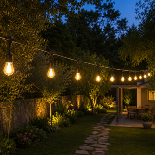 Catena luminosa con pannello solare 10 MT 10 lampadine luce calda IP54