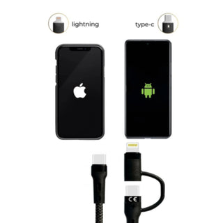 Cavo di ricarica Type-C 2 in 1 Type-C più Lightning 60 Watt 1 metro
