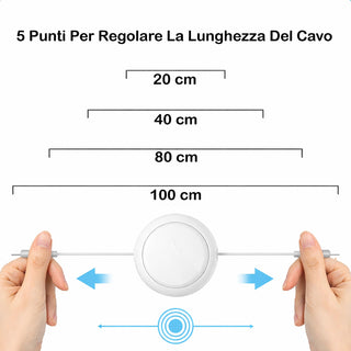 Cavo dati e ricarica Retrattile da 20 cm a 1 mt connettori USB-C a USB-C 100W