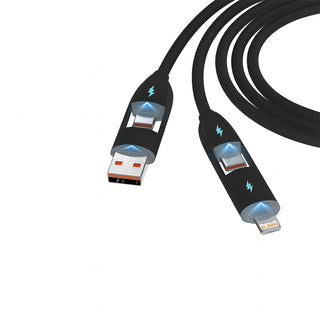 Cavo multiplo ricarica e dati USB Type-C Lightning 60W con led 1 metro