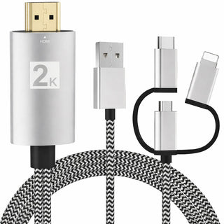 Cavo HDMI 3IN1 2k trasmissione video da telefono tablet a TV 1080p 2MT
