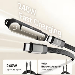 Cavo USB-C ricarica rapida 240W con supporto  pieghevole integrato
