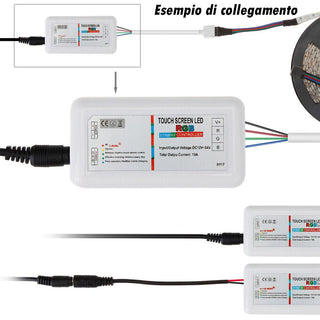 Controller RF 2.4GHz touch per strip LED RGB DC12/24V + telecomando