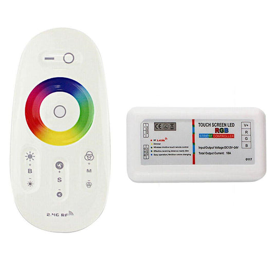 Centralina controller per strip led rgb 2.4 GHz RF wireless touch screen con telecomando rgb DC12/24V