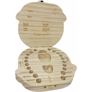 Scatoletta porta dentini da latte ombelico in legno x maschietto
