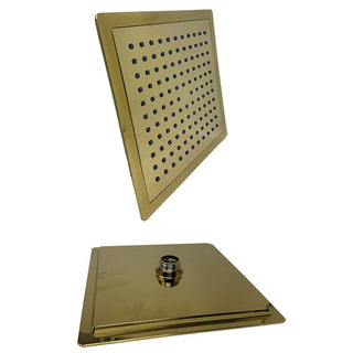 Colonna doccia saliscendi con soffione quadrata portasapone oro
