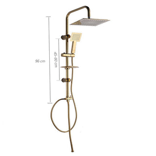Colonna doccia saliscendi con soffione quadrata portasapone oro