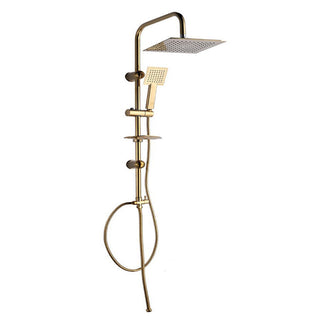 Colonna doccia saliscendi con soffione quadrata portasapone oro