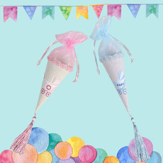 Coni portaconfetti per battesimo nascita baby shower rosa e celeste