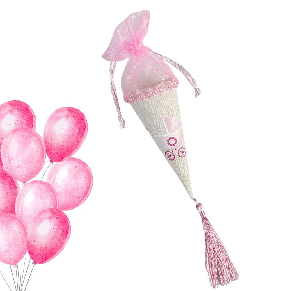Coni portaconfetti per Battesimo Nascita Baby Shower scatole bomboniere Rosa e Celeste