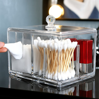 Contenitore con coperchio porta cotton fioc make up organizer con foro