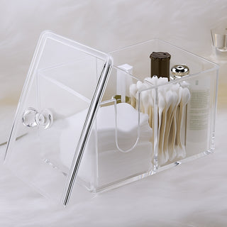 Contenitore con coperchio porta cotton fioc make up organizer con foro