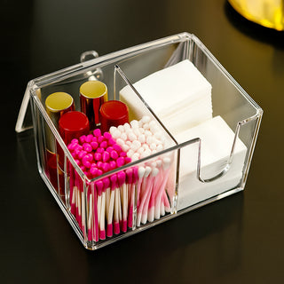 Contenitore con coperchio porta cotton fioc make up organizer con foro