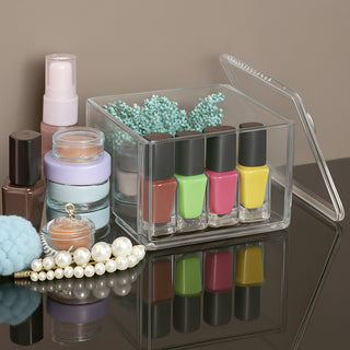 Contenitore con coperchio porta cotton fioc make up gioielli organizer