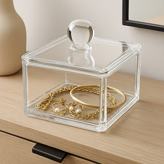 Contenitore con coperchio porta cotton fioc make up gioielli organizer
