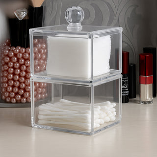 Contenitore porta cotton fioc make up gioielli organizer 2 ripiani