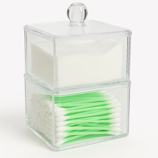 Contenitore porta cotton fioc make up gioielli organizer 2 ripiani