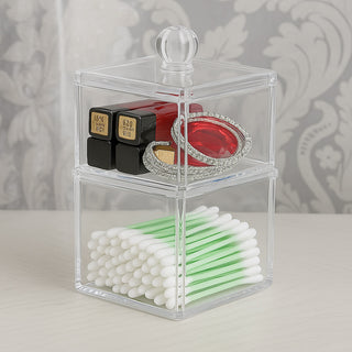 Contenitore porta cotton fioc make up gioielli organizer 2 ripiani