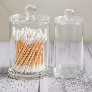 Contenitore porta cotton fioc make up organizer 2 cilindri da bagno