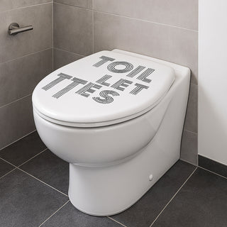 Copriwater universale in legno mdf con cerniere scritta TOILETTES