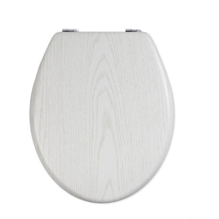 Copriwater universale bianco in legno MDF da bagno wc con cerniere