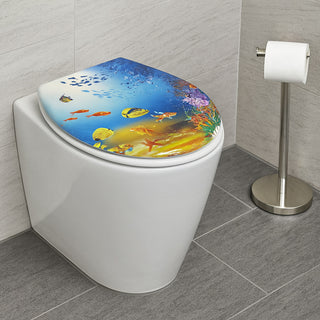 Copriwater universale stampa di un acquario in legno MDF con cerniere