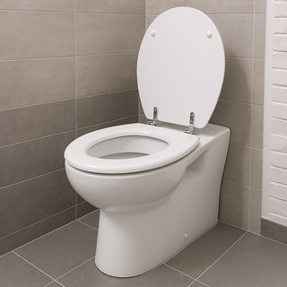 Copriwater universale in legno MDF bianco con cerniere in acciaio