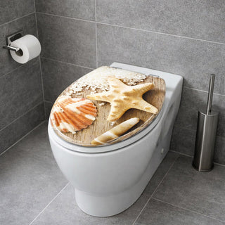 Copriwater universale stampa di conchiglie in legno MDF con cerniere