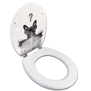 Copriwater universale in legno mdf con cerniere cane con occhiali