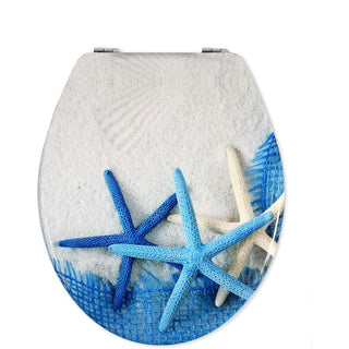 Copriwater universale in legno mdf con cerniere stelle blu