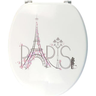 Copriwater MDF serigrafato stampa Torre Eiffel Parigi cerniere