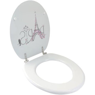 Copriwater MDF serigrafato stampa Torre Eiffel Parigi cerniere