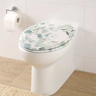 Copriwater universale stampa floreale in legno MDF con cerniere