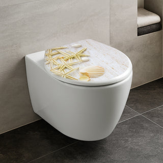 Copriwater in plastica resistente stampa conchiglie e stelle marine