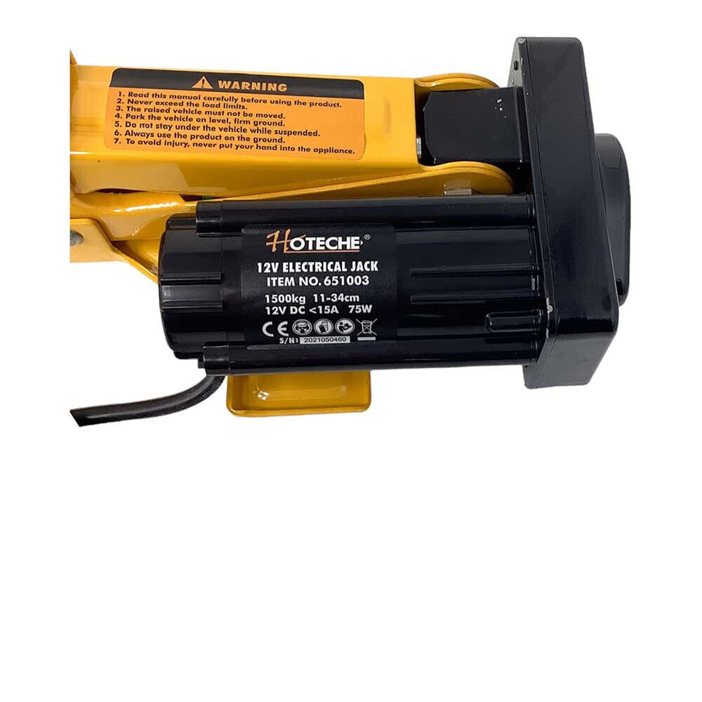 Cric elettrico a pantografo 12 volt accendisigari 75 watt 1.5 ton con telecomando sollevatore auto emergenza