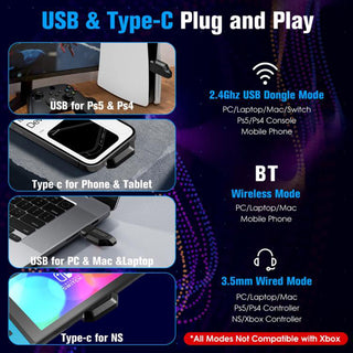 Cuffia gaming rgb 3 connessione Bluetooth wireless cablata microfono