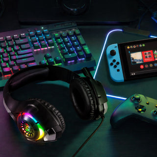Cuffia gaming rgb 3 connessione Bluetooth wireless cablata microfono