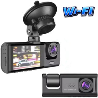 Dash Cam WI-FI con ventosa 3 telecamera HD 1080p con visione notturna