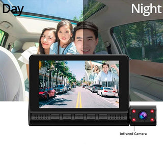 Dash cam con monitor 4” touch screen con 3 telecamere HD 1080P