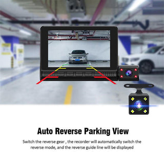 Dash cam con monitor 4” touch screen con 3 telecamere HD 1080P