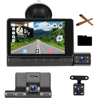 Dash cam con monitor 4” touch screen con 3 telecamere HD 1080P